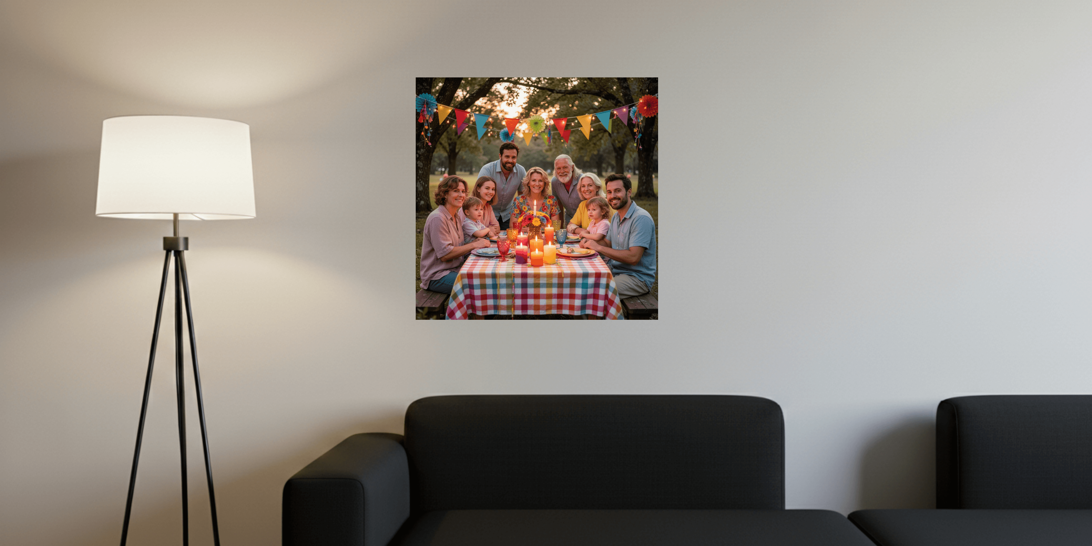 Acrylic print styled in a home — before and after